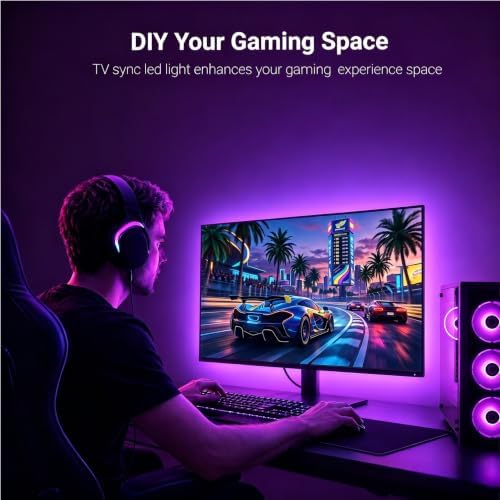 LED Lights for TV,RGB TV Backlight Behind,16.4ft LED Lights for 45-75 Inch TVs,Music Sync Bluetooth APP & Remote Control USB Powered Strip Lights for Bedroom Xmas Home Décor