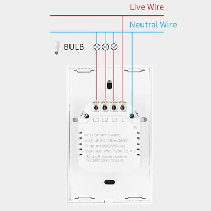 ZMIN WiFi Smart Light Switch Glass Screen Touch Panel Voice Control Wireless Wall Switches Remote with Voice Control White 3-Gang