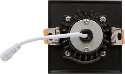 Maxxima 2 in. Ultra-Thin Recessed Anti-Glare LED Downlight - Canless IC Rated, 450 Lumens, 5 Color Temperature Selectable 2700K/3000K/3500K/4000K/5000K, Dimmable Square Black Trim, 90 CRI
