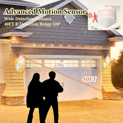 Porch Lights Outdoor Motion Sensor Wall Sconce Anti-Rust Aluminum, Exterior Outdoor Wall Lights Dusk to Dawn Porch Light Fixture Wall Mount for House Outside Patio White