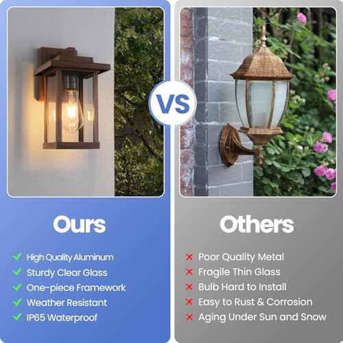 Outdoor Wall Sconce, Brown Outside Porch Light Fixtures Clear Glass