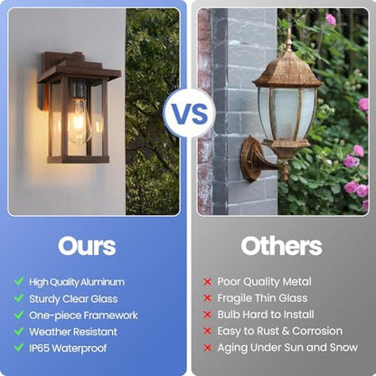Outdoor Wall Sconce, Brown Outside Porch Light Fixtures Clear Glass