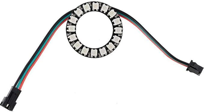 16 Bits WS2812 LED Ring with SM2.54-3P Plug Wire, WS2812B 5050 Addressable RGB LED Module DC5V with Built-in Drivers Individually Programmable for Arduino Raspberry Pi ESP8266 Nodemcu