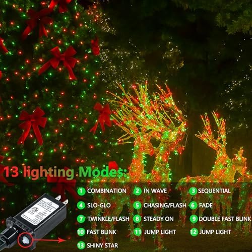 200 LED Connectable String Lights, 66FT Christmas Lights Outdoor Indoor