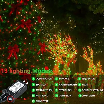 200 LED Connectable String Lights, 66FT Christmas Lights Outdoor Indoor