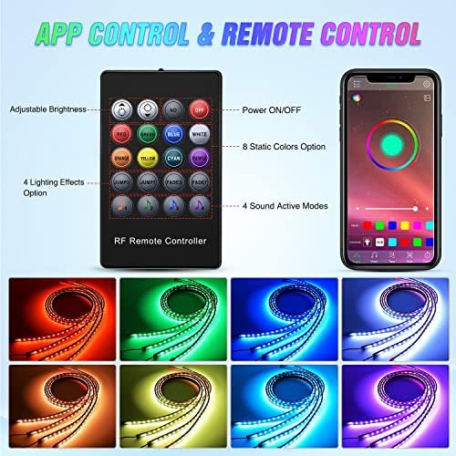 Nilight 4PCS RGB LED Underglow Lights Strip with APP & Remote Control