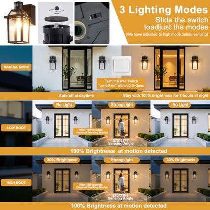 Porch Lights with GFCI Outlet Dusk to Dawn Outdoor Lighting Brown 1Pack
