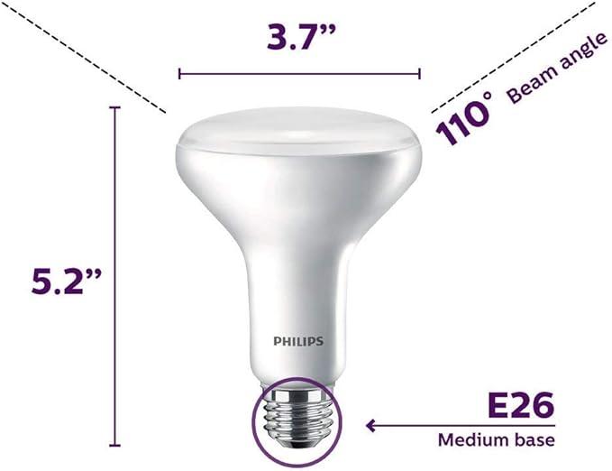 Philips LED Flicker-Free BR30 Light Bulb, EyeComfort Technology, Non-Dimmable, 650 Lumen, Soft White (2700K), 9W=65W, E26 Base, 6-Pack