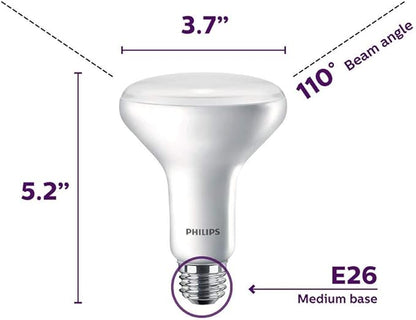 Philips LED Flicker-Free BR30 Light Bulb, EyeComfort Technology, Non-Dimmable, 650 Lumen, Soft White (2700K), 9W=65W, E26 Base, 6-Pack