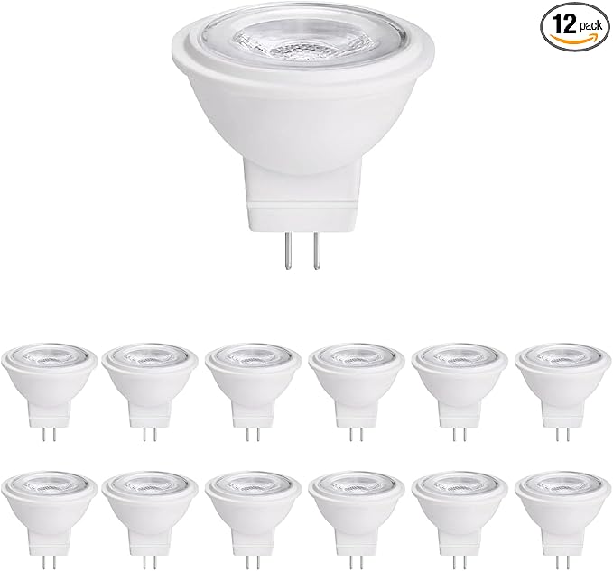 MR11 LED Bulb 12V, MR11 Gu4.0 Bi-pin LED Light Bulb 3W, 12VAC/DC Low Voltage LED Spotlights, Warm White 2700K-3000K for Outdoor Landscape Lighting and Indoor Recessed/Track Lights 12pcs