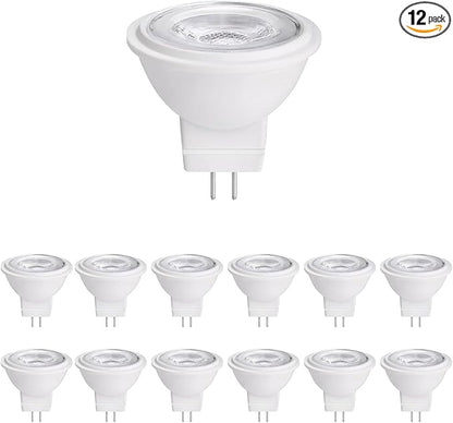 MR11 LED Bulb 12V, MR11 Gu4.0 Bi-pin LED Light Bulb 3W, 12VAC/DC Low Voltage LED Spotlights, Warm White 2700K-3000K for Outdoor Landscape Lighting and Indoor Recessed/Track Lights 12pcs