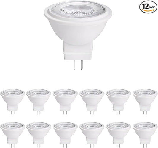 MR11 LED Bulb 12V, MR11 Gu4.0 Bi-pin LED Light Bulb 3W, 12VAC/DC Low Voltage LED Spotlights, Warm White 2700K-3000K for Outdoor Landscape Lighting and Indoor Recessed/Track Lights 12pcs