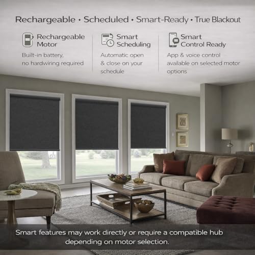 ZSHINE Motorized Blackout Roller Shades Remote Control Rechargeable(82141H)