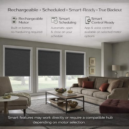 ZSHINE Motorized Blackout Roller Shades Remote Control Rechargeable(82141H)