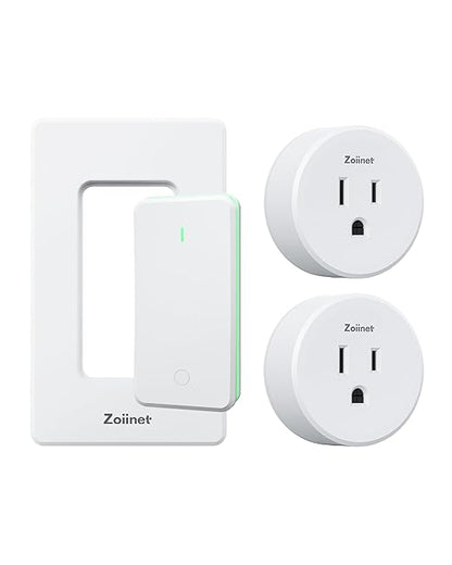 Zoiinet Remote Control Outlet Plug Switch, Buckle Design & Removable Wireless Light Switch, No Wiring Needed, 300 ft, 15A/1500W, Programmable, for Household Appliances(2 Pack)