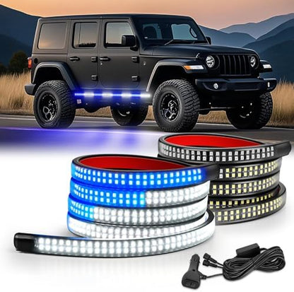 Nilight 2PCS 70 Inch Running Board LED Lights Strip Blue White for Truck