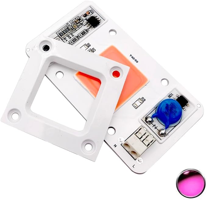 LED 50W COB Chip Bulbs AC 110V 220V Integrated Smart IC Driver Cool White Warm White Red Green Blue UV Pink Full Spectrum (Full specturl Pink, AC 220V)