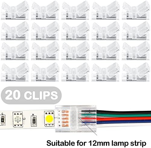Flutesan 20 Pcs 4 Pin 12 mm LED Strip Connector RGB Lights