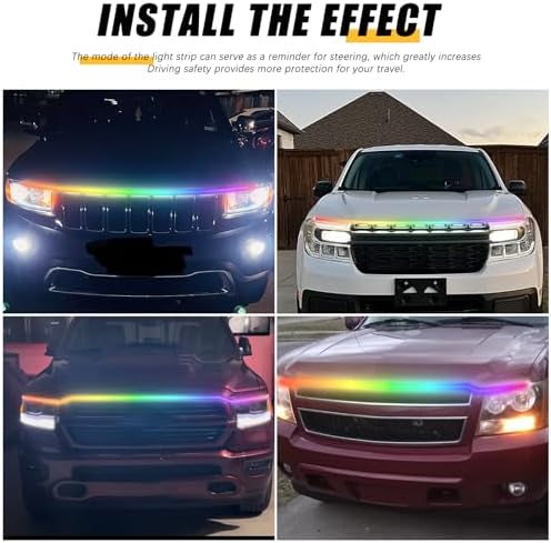 DREAMOTOR 71 Inch Car Hood Light Strip, Multicolor Car LED Hood Light