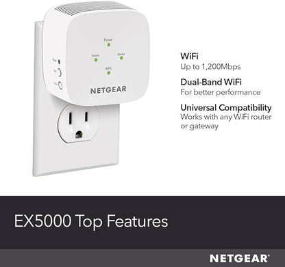 NETGEAR WiFi Mesh Range Extender (EX5000)-Covers up to 1,000 sq.ft. and 15 Devices w/ AC1200 Dual Band Wireless Signal Booster&Repeater (up to 1200 Mbps Speed) – Compact Wall Plug Design (Pack of 6)