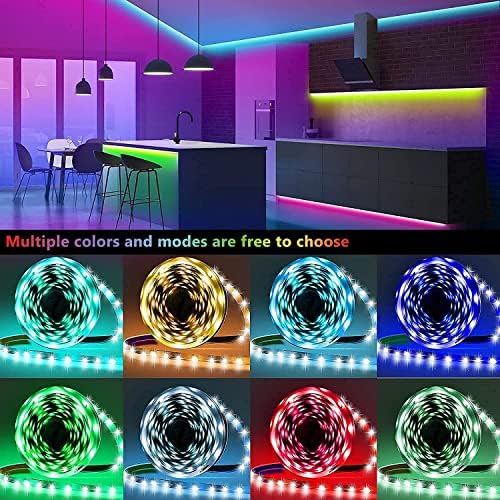 Tenmiro Led Lights for Bedroom, Music Sync LED Rope Lights APP Control with Remote, RGB Led Strip Lights for Room Kitchen Party Home Decoration (65ft)