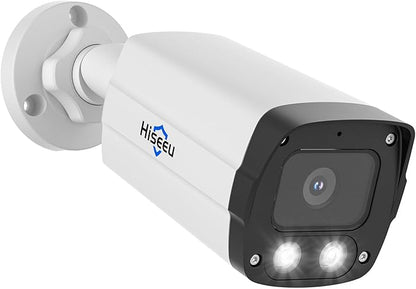 Hiseeu [4K HD+121°Wide View] 8MP PoE Camera, IP Camera, Human Vehicle Detect, 2 Way Audio, 0 Fees, Color Night Vision, IP 67 Waterproof, 3840 × 2160 p, 25fps, SD Card Storage, Work PoE NVR
