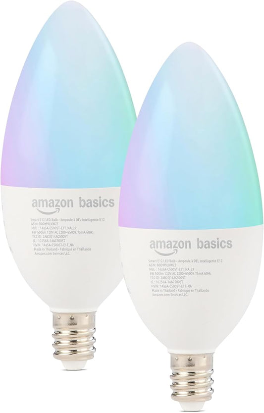 Amazon Basics Smart Recessed 5/6 Inch Downlight, Color Changing, Works with Alexa Only, 2.4GHz WiFi, 4-Pack