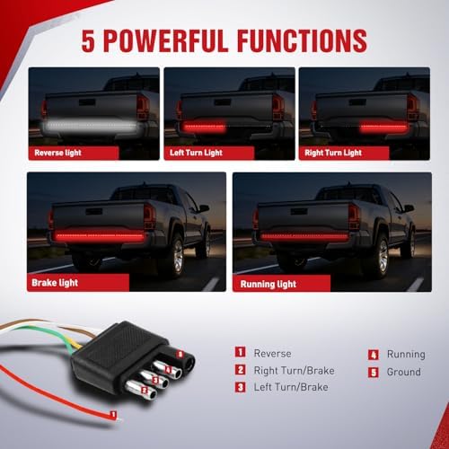 Nilight 60 Inch Truck Tailgate Light Bar 108 LED Single Row