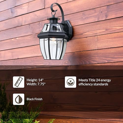 Generation Lighting Lancaster 1-Light 14-Inch Outdoor Wall Lantern in Black