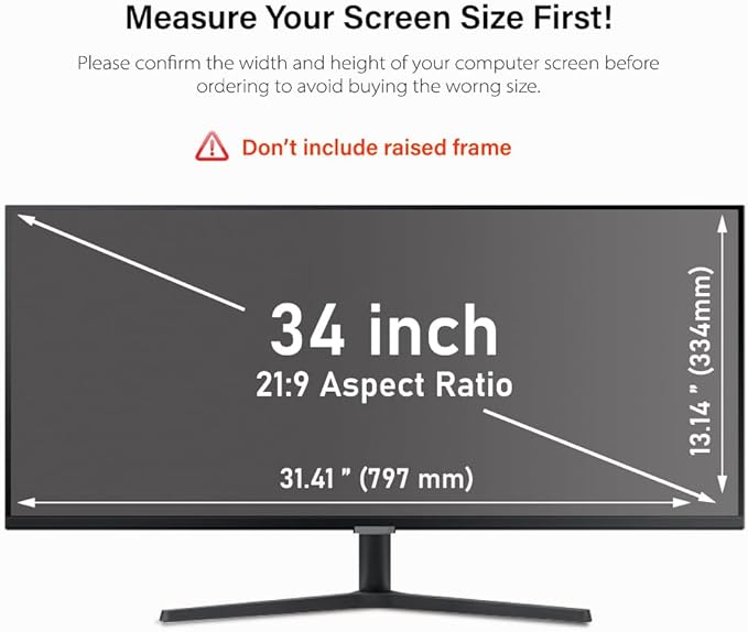 34 Inch Computer Privacy Screen Filter for 21:9 Ultra-Wide Aspect Ratio Widescreen Monitor - Anti Glare Blue Light Filter, Screen Protector - Made in Korea