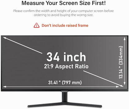 34 Inch Computer Privacy Screen Filter for 21:9 Ultra-Wide Aspect Ratio Widescreen Monitor - Anti Glare Blue Light Filter, Screen Protector - Made in Korea