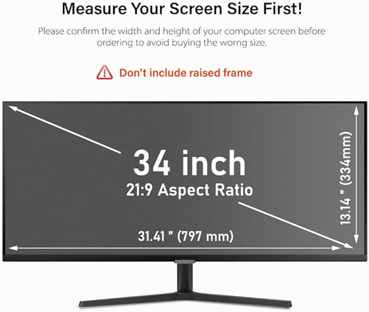 34 Inch Computer Privacy Screen Filter for 21:9 Ultra-Wide Aspect Ratio Widescreen Monitor - Anti Glare Blue Light Filter, Screen Protector - Made in Korea