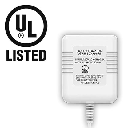 UL Certified Thermostat C Wire 24V Transformer, White Adapter Compatible with Honeywell, Nest, Emerson, Ecobee, Wyze Thermostat and Most Doorbells (26FT Power Cable)