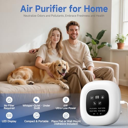 Cat Litter Deodorizer & Air Purifier, Plug In Ionic Air Freshener with Negative Ion for Litter Box, Pet Odor, Smoke, Musty & Dust, Filterless Quiet Purifier for Bathroom, Kitchens, Bedroom, Small Room