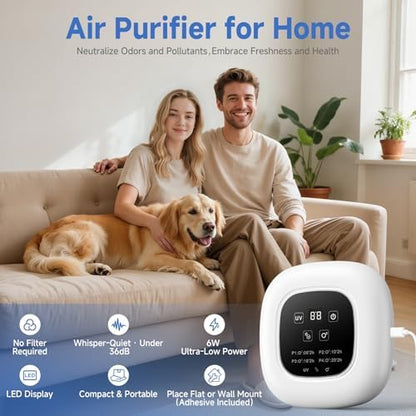 Cat Litter Deodorizer & Air Purifier, Plug In Ionic Air Freshener with Negative Ion for Litter Box, Pet Odor, Smoke, Musty & Dust, Filterless Quiet Purifier for Bathroom, Kitchens, Bedroom, Small Room
