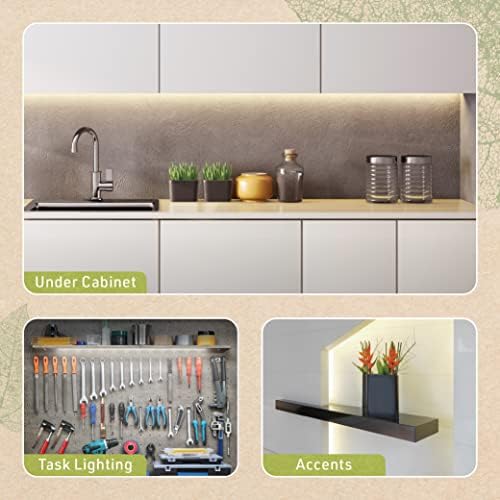 Complete LED Strip Light Kits (Warm White) 8 ft Flexible Tape 3000K Under Cabinet Plug-in Power Supply 318320