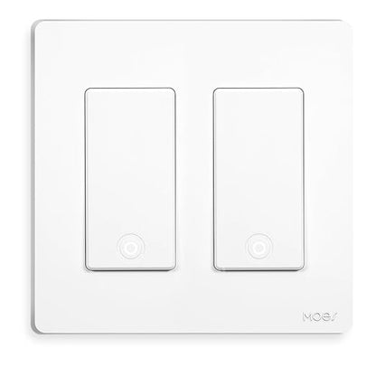 MOES Smart Single Pole Light Switch, 2.4GHz WiFi Wall Switch, Needs Neutral Wire, Multi-Control, Smart Life/TUYA APP Control, Voice Control with Alexa/Google Home, White 2 Gang