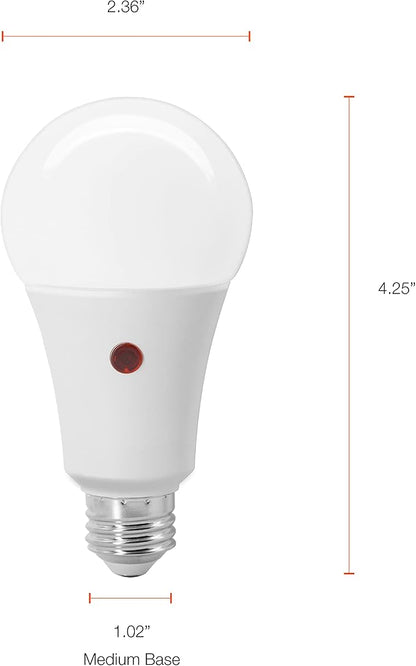 Sylvania Dusk to Dawn A21 LED Light Bulb with Auto On/Off Light Sensor, 100W=13W, 1500 Lumens, 5000K, Daylight - 6 Pack (41293)