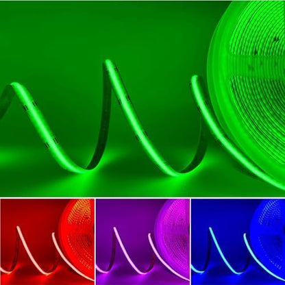 GIDEALED 32.8ft COB LED Strip Light 24V Kit,Color Changing COB RGB LED Strip Light Dimmable,Flexible LED COB Light Strip with IR Remote &Bluetooth APP Control,FCOB LED Light for Bedroom Decoration