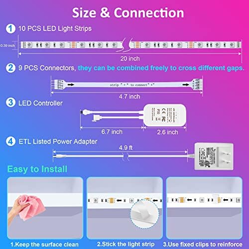 maylit 10 PCS 20in Smart RGB Under Cabinet Lights Kit