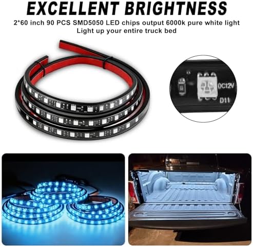 Mupera 60 Inch RGB Truck Bed Lights Strip Kit for Pickup Truck SUV RV