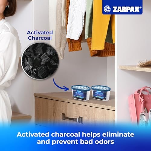 ZARPAX Moisture Absorber Activated Charcoal 6.5 oz - Set of 15