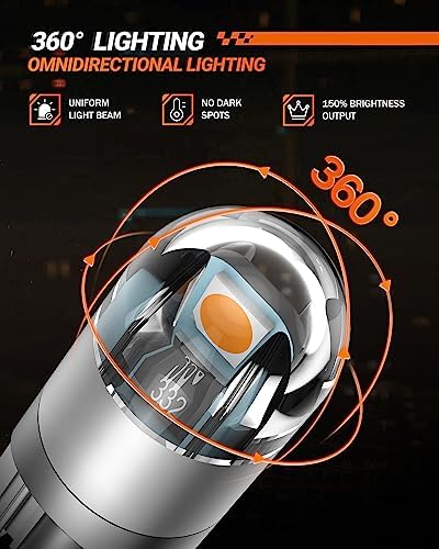 SEALIGHT 194 LED Bulb 2700K Amber, License Plate Light, Dome Light, T10 168 2825 W5W 3030 Bright Chips Wedge for Replacement Light Bulb, Map Trunk Door Courtesy Dash LED Light Bulb,Pack of 2