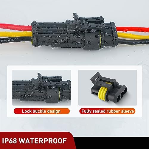 Nilight 280PCS 3 Pin Electrical Connector ‎Plug with Male Female Terminals