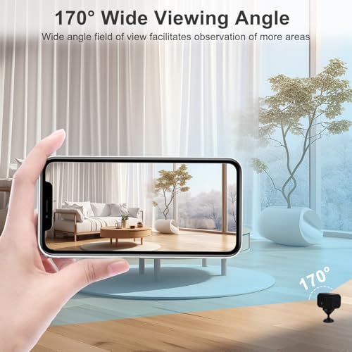 ZHENHAN 1440P HD Mini WiFi Security Camera – Indoor Wireless Rechargeable Pet/Home/Office Surveillance with Motion Detection, Night Vision, 100-Day Battery, Cloud/SD Storage & App Control (Black)