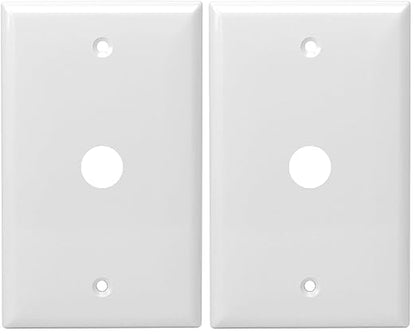 ENERLITES 1 Gang 0.406 Inch Hole Telephone/Cable Wall Cover, Fade Resistant Unbreakable Polycarbonate with Smooth Surface, 8661-W White (Pack of 2)