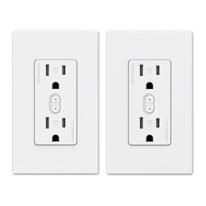 ELEGRP Smart Outlet, Smart in-Wall Outletss Works with Alexa and Google Assistant, 2.4GHz Wi-Fi Smart Receptacle, No Hub Required, UL Listed, White, 2 Pack