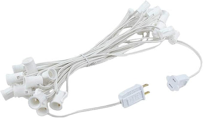 Novelty Lights 25 Foot C7 LED Outdoor Lighting Patio Christmas String Lights, Red, White Wire, 25 Bulbs