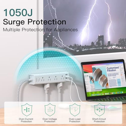 Surge Protector Power Strip - 15 FT Extension Cord with 12 AC Outlets 4 USB