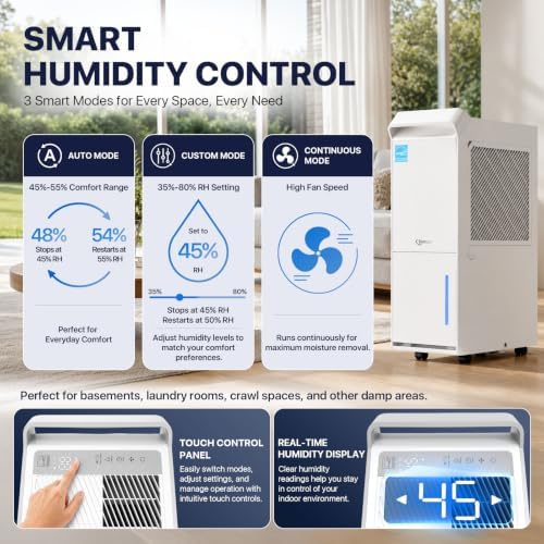 Dehumidifier for Basement, Home and Garage, Max 100 Pint/Day 5000 Sq.Ft